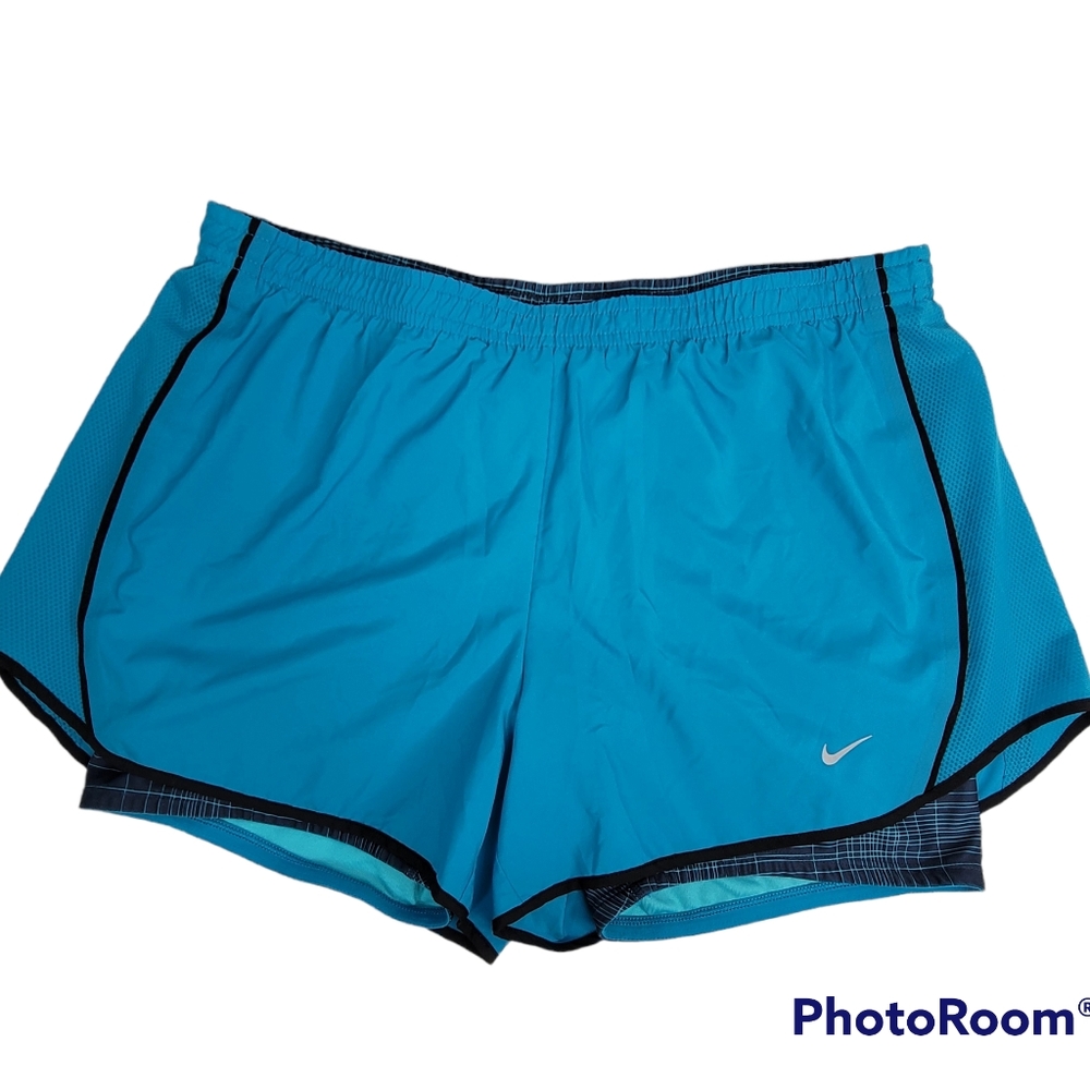 Nike Women's Teal 2-in-1 Dri-Fit Running Shorts Size Large